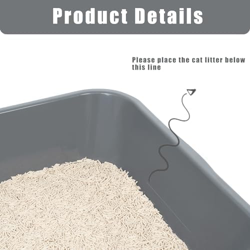 1 Pack of Extra Large Cat Litter Box (ABS Material), Low Entry Senior Litter Pen for Geriatric Kitty Big Cats, Jumbo Pet Safe Litter Boxes Tray for Pets Potty (Dark Blue, 20" L x 15.5" W)