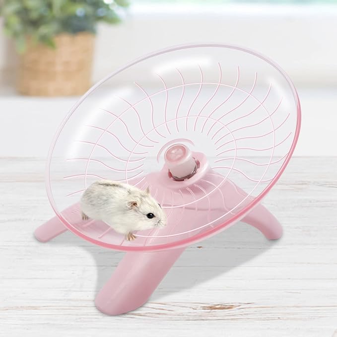 Hamster Wheel Hamster Flying Saucer Silent Exercise Wheel Running Wheel for Dwarf Hamsters Gerbil Mice Small Animals (Pink)