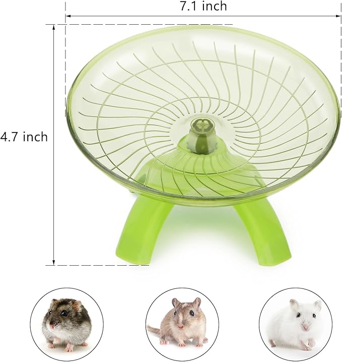 Hamster Wheel Flying Saucer Silent Exercise Wheel Running Wheel for Hamsters, Gerbils, Mice and Other Small Pets, Silent Hamster Running Wheel (Green)