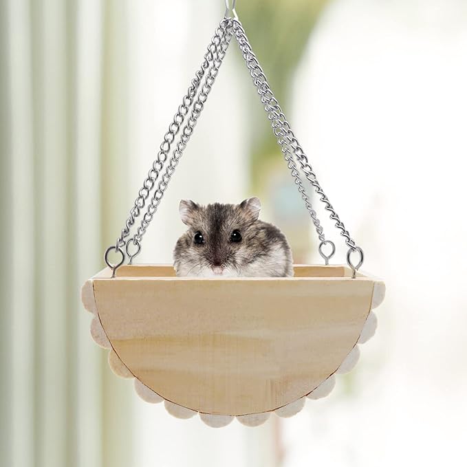 Hamster Wooden Swing Toy Hanging Bed for Gerbil Rat Mouse Dwarf Hamster