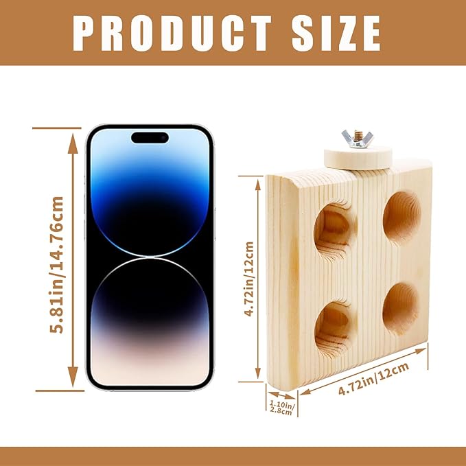 Hamster Cage Accessories, Wooden Feeding Dish with 4 Sections, Wooden Feeder for Small Animals, Food Bowl for Hamster, Guinea Pig, Chinchilla, Rat