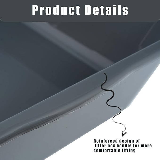 1 Pack of Extra Large Cat Litter Box (ABS Material), Low Entry Senior Litter Pen for Geriatric Kitty Big Cats, Jumbo Pet Safe Litter Boxes Tray for Indoor Pets Potty (Dark Blue, 24"L x 20"W)