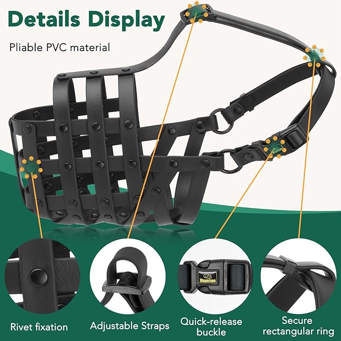 Mayerzon Dog Muzzle for Medium Large Dogs, Humane Basket Muzzle, Soft & Lightweight & Adjustable | Anti Biting Chewing Eating, Suits Training Walks Grooming Vet Visits, Drink & Pant Easily (Black, M)