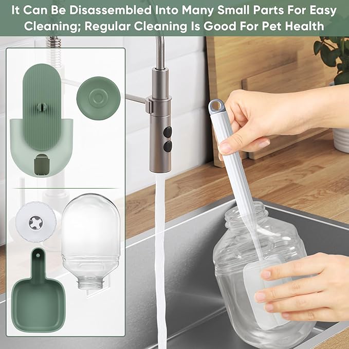 28oz Hanging Automatic Water Dispenser,Rabbit Water Bottle,Bunny Guinea Pig Ferret Water Bowl for Cage,Suitable for Small Animal Puppies(Cage Grid Spacing Over 1.2'') (Green)