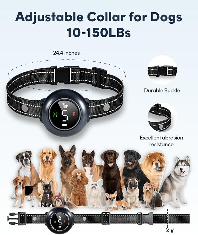 2-in-1 Dog Training Collar & Anti-Barking Dog Bark Collar – 3300FT Remote Control, IP67 Waterproof E-Collar with 5 Sensitivity Levels, Security Lock, for Dogs 10–150 lbs