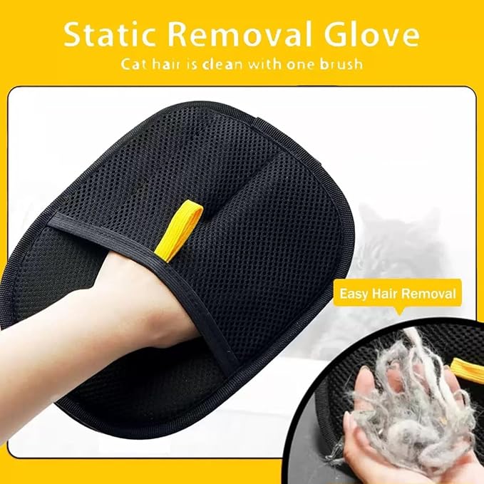 2Pcs Pet Hair Removal Gloves,Efficient Pet Grooming Gloves,Reusable Pet Hair Glove,Reusable Double Sided for Couch, Furniture,Carpet