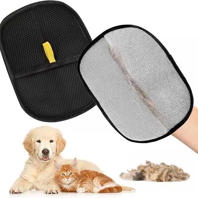 2Pcs Pet Hair Removal Gloves,Efficient Pet Grooming Gloves,Reusable Pet Hair Glove,Reusable Double Sided for Couch, Furniture,Carpet