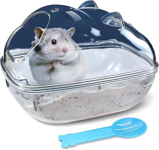 Hamster Bathtub,Hamster Bathroom,Small Animal Habitat Décor,Sand Bath Container Transparent Beds,Hamster Bed,Ice Bathtub,Sleep Pad Nest,Sand Bath Box for Small Pet Animals Cage Accessories(L)