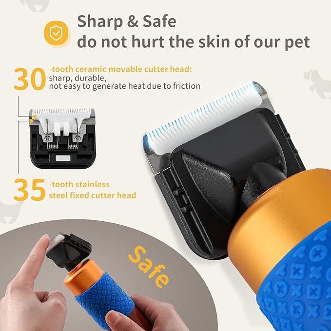 CGOLDENWALL Dog Hair Clipper for Grooming 200W Pet Clipper Kit with Spare Blade, Low Noise&Vibration, Animal Grooming Trimmer for Cat Sheep Dog