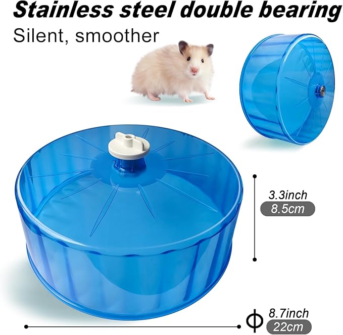 Hamster Wheel,Silent Wheel,Super Silent Hamster Exercise Wheels,Silent Hamster Wheel,Adjustable Stand Hamsters Exercise Wheels,Quiet Rat Wheel (Φ 8.7 inch, Blue)