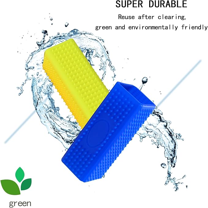 2pcs Pet Dog Cat Hair Remover, Pet Hair Removal Tool, Hollow Cleaner Brush for car,Interior, Furniture, Sofa (blue and yellow)