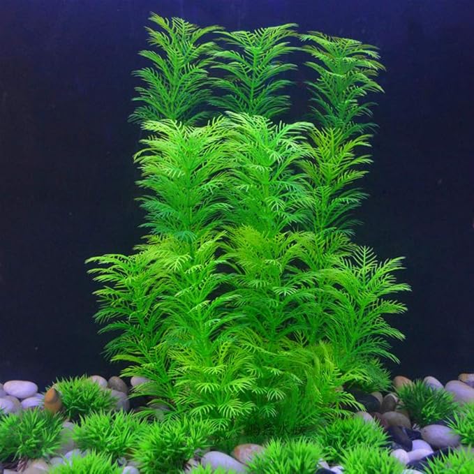 Hamiledyi Aquarium Plants Plastic Decor Fish Tank Green Decorations Plants Ornament Safe for All Fish,Extra Large 23-inch Tall, 2 Pack(Green Style A)