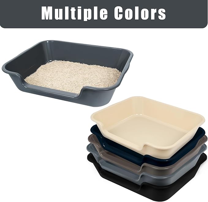 1 Pack of Extra Large Cat Litter Box (ABS Material), Low Entry Senior Litter Pen for Geriatric Kitty Big Cats, Jumbo Pet Safe Litter Boxes Tray for Indoor Pets Potty (White, 24" L x 20" W)