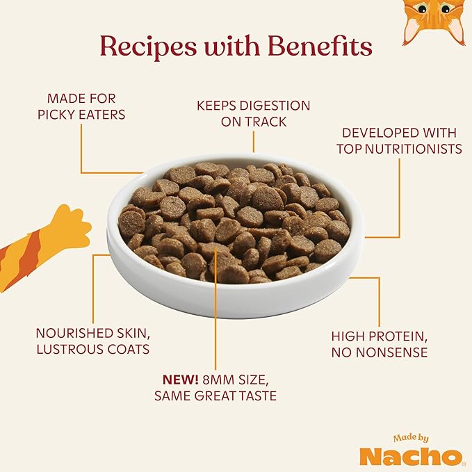 Made by Nacho Dry Cat Kibble 11lb Bag, High Protein and Grain-Friendly Premium Cat Food, Cage-Free Chicken & Pumpkin Recipe, Infused with Bone Broth for Hydration, Limited Ingredients, Single Bag