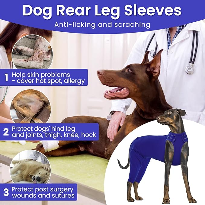 Nanaki Dog Surgery Suit Female Spay, Leg Sleeves for Dog Rear Legs, Doggy Onesie for Surgery Female, Doggy Recovery Suit Male Abdomen, Pet Wound Care Heal Protector, Surgical Suits for Pet Spay