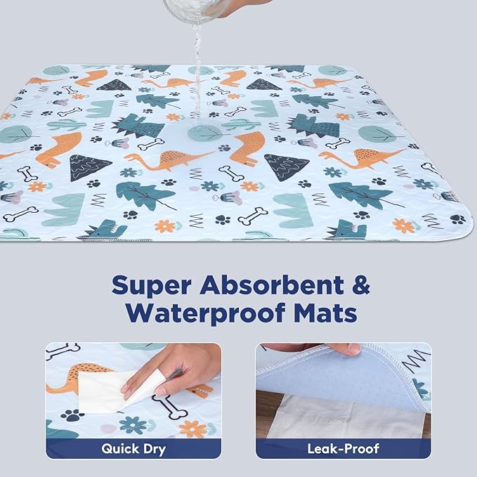 FURTIME Washable Pee Pads for Dogs, 2 Pack Large 34"x36" Super Absorbent Reusable Puppy Pads, 100% Waterproof Non-Slip, Whelping Dog Playpen Crate Mat for Potty