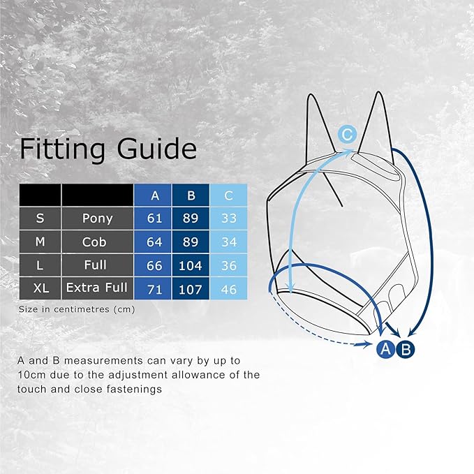Harrison Howard Pro Luminous Horse Fly Mask Standard with Ears UV Protection for Horse Signature Blue Large Full Size