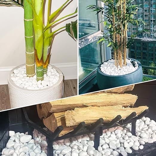 2LB 1"-2" White River Rocks for Plants, Polished Pebbles for Garden Landscaping, Planters, Aquariums, Vase Fillers – Indoor & Outdoor Decor