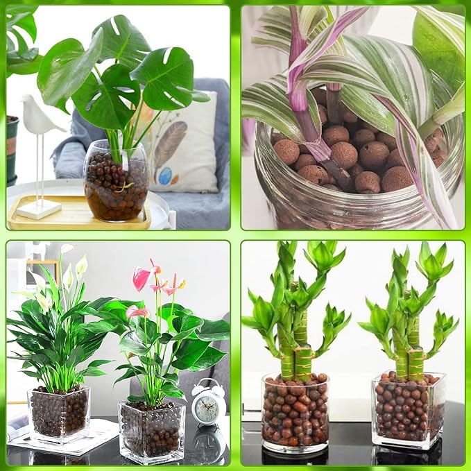 Halatool 16LB Organic Clay Pebbles 4mm-16mm Leca for Plants 100% Natural Lightweight Hydroton Clay Pebbles for Hydroponics Gardening Orchids Drainage Decoration Aquaponics