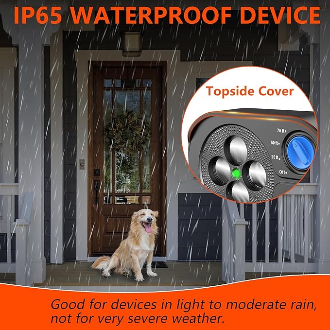2025 New Anti Barking Device for Dogs, Bark Box Rechargeable Dog Barking Deterrent with Variable Ultra Frequency/6 Modes/IP65 Waterproof Dog Silencer Stop Neighborsâ Dog from Barking Up to 75ft(Black)