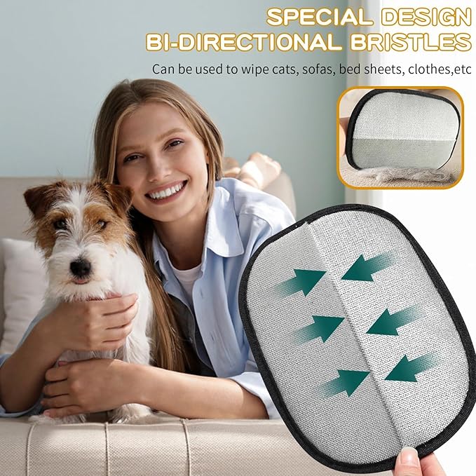 3Pcs Pet Hair Removal Glove for Cats & Dogs, Upgrade Efficient Grooming Gloves for Pet Hair, Cat Grooming Gloves for Hair Removal,Reusable Cat & Dog Hair Remover for Couch, Furniture