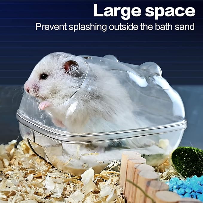 Hamster Bathtub,Hamster Bathroom,Small Animal Habitat Décor,Sand Bath Container Transparent Beds,Hamster Bed,Ice Bathtub,Sleep Pad Nest,Sand Bath Box for Cage Accessories(M)