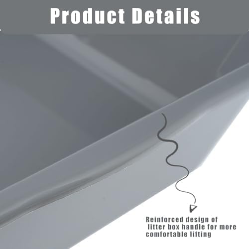 1 Pack of Extra Large Cat Litter Box (ABS Material), Low Entry Senior Litter Pen for Geriatric Kitty Big Cats, Jumbo Pet Safe Litter Boxes Tray for Indoor Pets Potty (Gray, 24" L x 20" W)