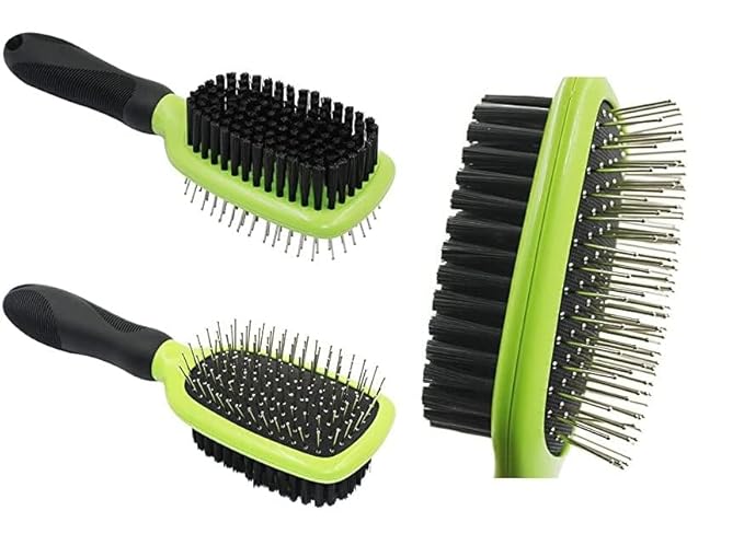 H&H Pets 2-in-1 Grooming Brush for Dogs & Cats - Pin Slicker and Bristle Brush Combo, Perfect for Pet Hair Grooming