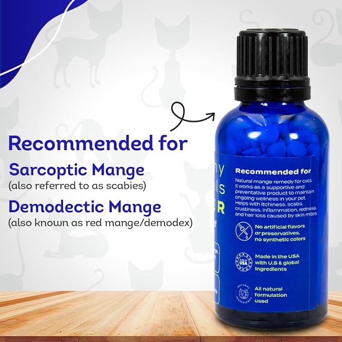 HA4E - Mange Relief for Cats - Treatment for Itchiness, Scabs, & Hair Loss Caused by Mites - All-Natural, Homeopathic, Non-GMO, Organic, Gluten, Preservative & Chemical Free - 300 Tablets