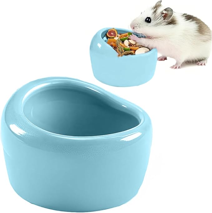 1 Blue Small Animal Bowl - Durable Hamster Food & Water Dish, Easy-Clean Design for Guinea Pigs, Rabbits, Hedgehogs, Birds (Parrots, Finches), Gerbils and Mice Hamster Bowl