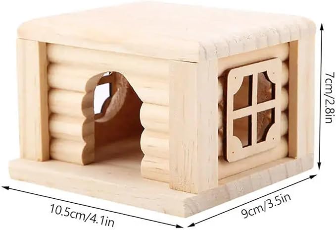 Hamster Cages Natural Wooden Hamster House Flat Top Cabin Hamster