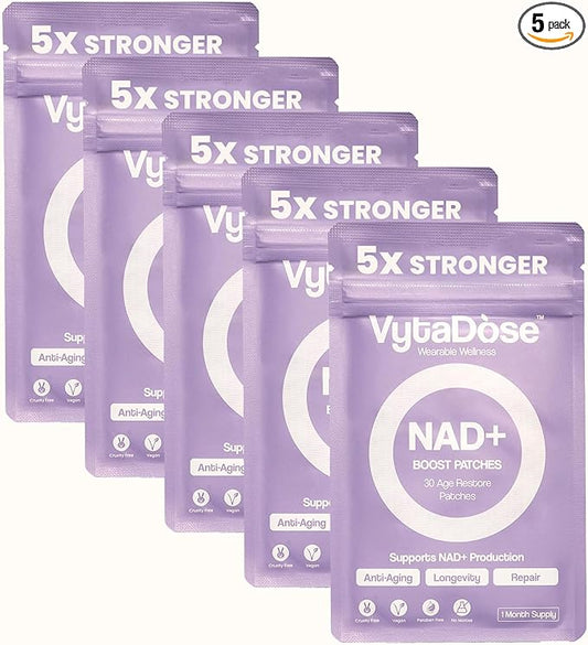 NAD+ Boost Patches | Anti-Aging and Wellness Support | 5x Stronger Formula | NMNH, Resveratrol, Hyaluronic Acid, Vitamin C, & Coq10 l Premium 8-Hour Time-Release Patch for Enhanced Absorption