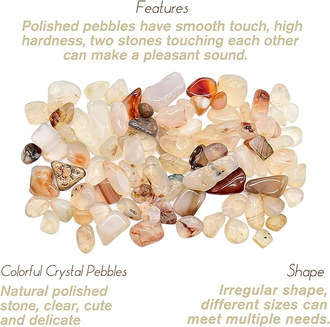 Halatool Crystal Pebbles 4 LB Bulk Bag 0.27"- 0.79" Natural Landscaping Pebbles Aquarium Gravel Decorative Polished Stone Suitable for Plants Home Decoration DIY Handmade Fish Tanks Vase Filler