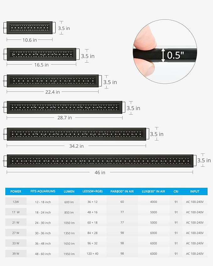 NICREW RGB+W 24/7 LED Aquarium Light with Controller, Full Spectrum Fish Tank Light for Planted Freshwater Tanks, Planted Aquarium Light with Extendable Brackets to 36-48 Inches, 33 Watts