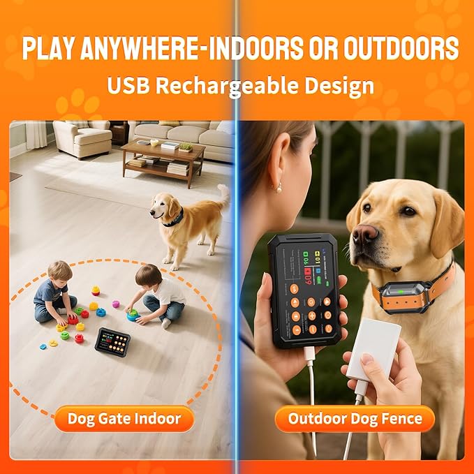 2025 New Model 3-in-1 Wireless Dog Fence System - Radar Dog Fence, Training Collar, No-Go Zones for Large/Medium Dogs | 1-Acre Coverage | Indoor/Outdoor Use | Real-Time Tracking (for 2 Dogs)
