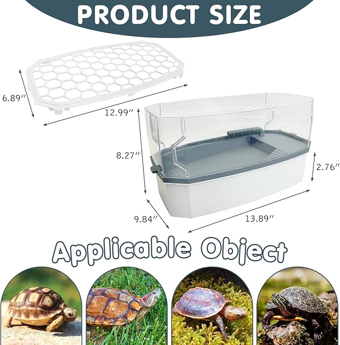 Hamiledyi Acrylic Turtle Aquarium Kit with Lid, Water Pump, Basking Platform, Bottom Drainage, Multi-Function Area Habitat for Turtles, Crabs, Crayfish, Tortoises