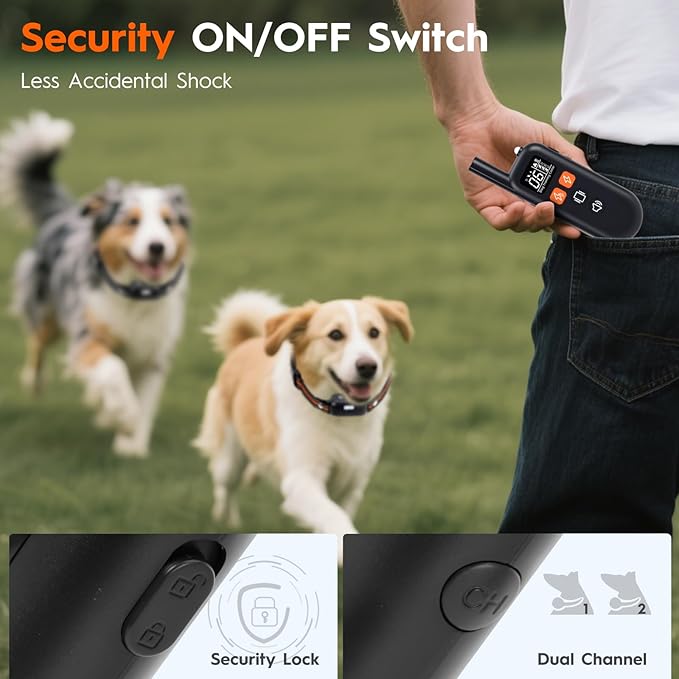 3 Dog Shock Collar with Remote,4200FT Dog Training Collar with Battery Display, 4 Trainning Modes,Rechargeable Electric Dog Collar for Large Medium Dogs (15-120Lbs) with Flash Light