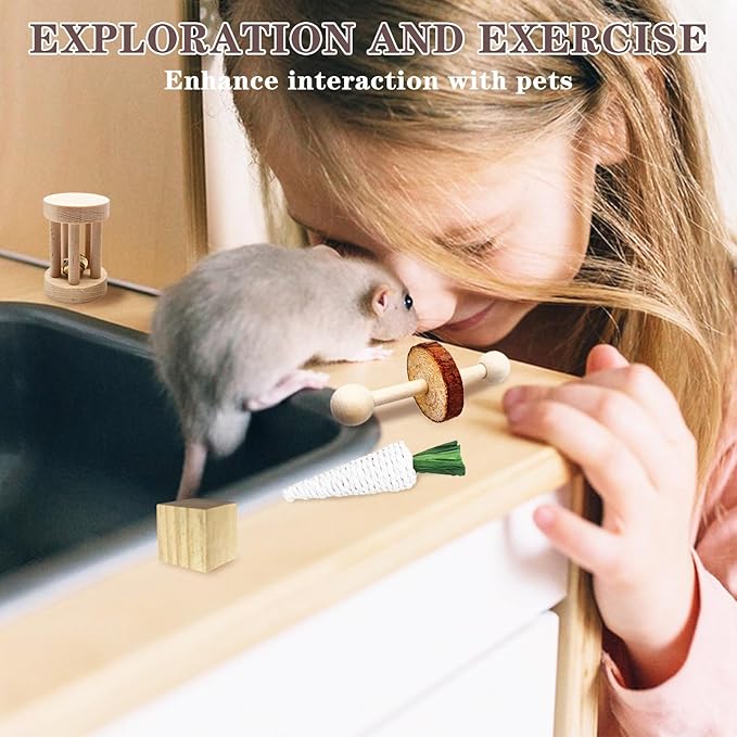 Hamster Toys Set,Guinea Pig Toys Small Animal Chewing Toy and Rat Cage Accessories, 16 Different,Hamster Small Animal Hideout ,Chinchillas, Gerbils, Rats, Rodents Teeth Care,Natural Molar Tools