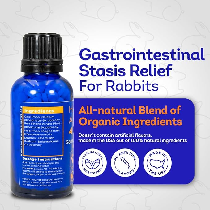 HA4E - Rabbit Gastrointestinal Stasis Treatment - Promotes Healthy Digestion & GI Stasis Relief -Natural Homeopathic Digestive Health Tablets - 300 Count