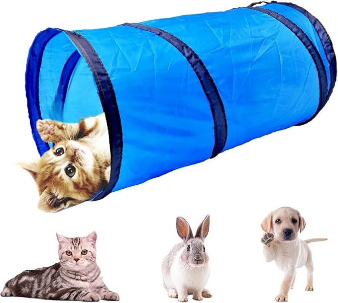 iCAGY Foldable Spiral Cat Tunnel - Indoor Toy for Small Cats, Kittens, and Rabbits - Tube for Interactive Play and Outdoor Fun - Pet Activity Toy Camouflage Green 20" 3 Pcs
