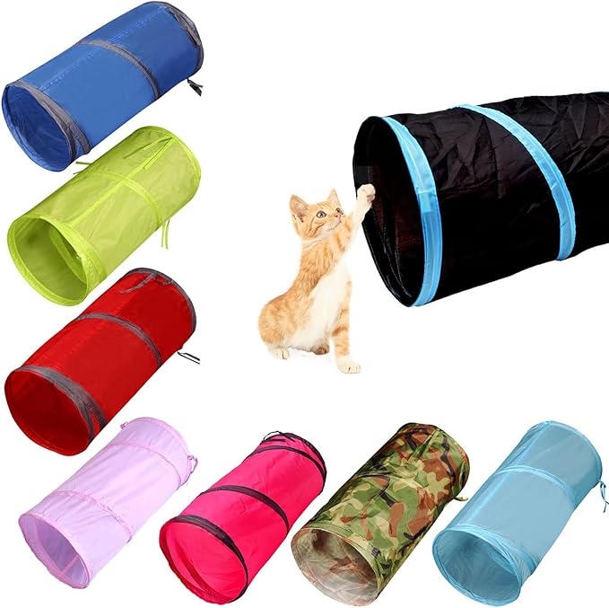iCAGY Foldable Spiral Cat Tunnel - Indoor Toy for Small Cats, Kittens, and Rabbits - Tube for Interactive Play and Outdoor Fun - Pet Activity Toy Royal Blue 20" 3 Pcs