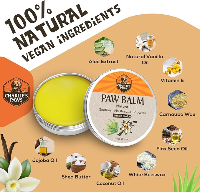 2 Pack Paw Balm 100% Natural Oil Aloe Oats Vanilla for Dog and Cat Paw Pad Balm Dog Nose Balm Paw Moisturizer Wax for Dog Pet Puppy Protect Dry Cracked Paw Foot Heals Restores Paw Elbows 3.5 Oz