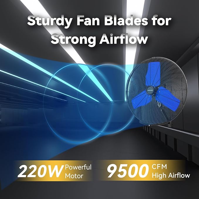 24 Inch 9500 CFM Waterproof Wall Fan Pro Series - Outdoor High Velocity Wall Mount Fan with Enclosed Motor for Residential, Warehouse, Patio, Shop, Garage, Barn UL Safety Listed