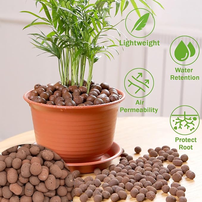 Halatool 12LB Expanded Clay Pebbles for Potted Plants Organic Lightweitht Clay Leca Balls for Hydroponics Gardening Orchids Drainage Decoration Aquaponics Aquariums