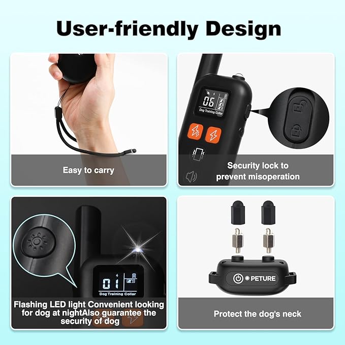 3 Dogs Training Collar with Remote 3 Pack - 3300FT Rechargeable, IPX7 Waterproof Dog Training Collar with Fashlight, E Collar for Small Medium Large Dogs(5-150lbs) - 4 Training Modes, Adjustable Strap