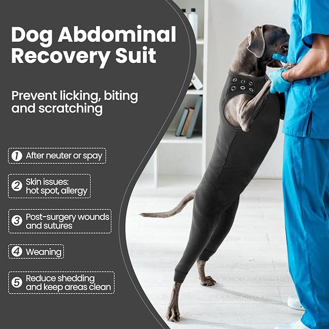 Nanaki Dog Surgery Suit Female Spay, Leg Sleeves for Dog Rear Legs, Doggy Onesie for Surgery Female, Doggy Recovery Suit Male Abdomen, Pet Wound Care Heal Protector, Surgical Suits for Pet Spay
