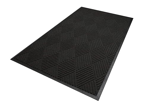 M+A Matting WaterHog Diamond | Commercial-Grade Entrance Mat with Rubber Border – Indoor/Outdoor, Quick Drying, Stain Resistant Door Mat (Charcoal, 6' x 12')
