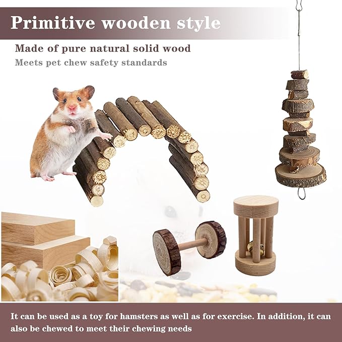Hamster Toys Set,Guinea Pig Toys Small Animal Chewing Toy and Rat Cage Accessories, 16 Different,Hamster Small Animal Hideout ,Chinchillas, Gerbils, Rats, Rodents Teeth Care,Natural Molar Tools