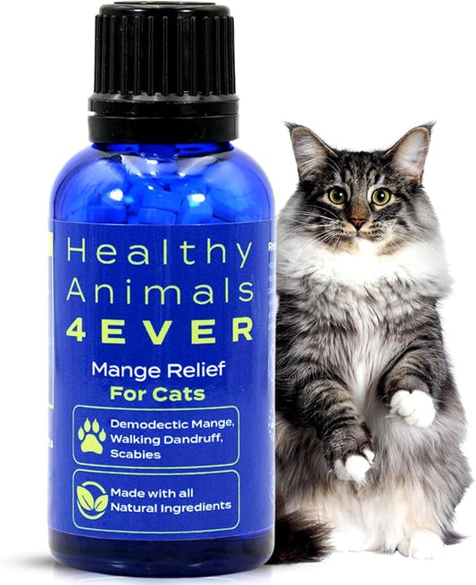 HA4E - Mange Relief for Cats - Treatment for Itchiness, Scabs, & Hair Loss Caused by Mites - All-Natural, Homeopathic, Non-GMO, Organic, Gluten, Preservative & Chemical Free - 300 Tablets