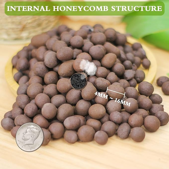 Halatool 10LB Leca Clay Pebbles for Plants 4mm-16mm Clay Balls 100% Natural Hydroton Leca Balls for Indoor Plants Hydroponic Growing Gardening Orchids Drainage Decoration Aquaponics